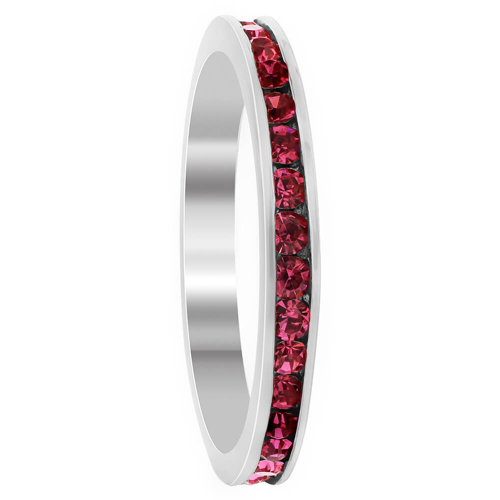 925 Sterling Silver Pink Cubic Zirconia Channel Set Eternity Rings - Gem Avenue