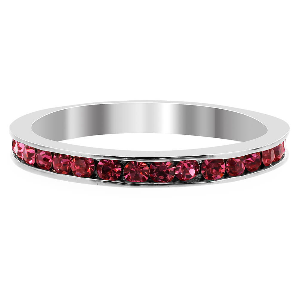 925 Sterling Silver Pink Cubic Zirconia Channel Set Eternity Rings - Gem Avenue