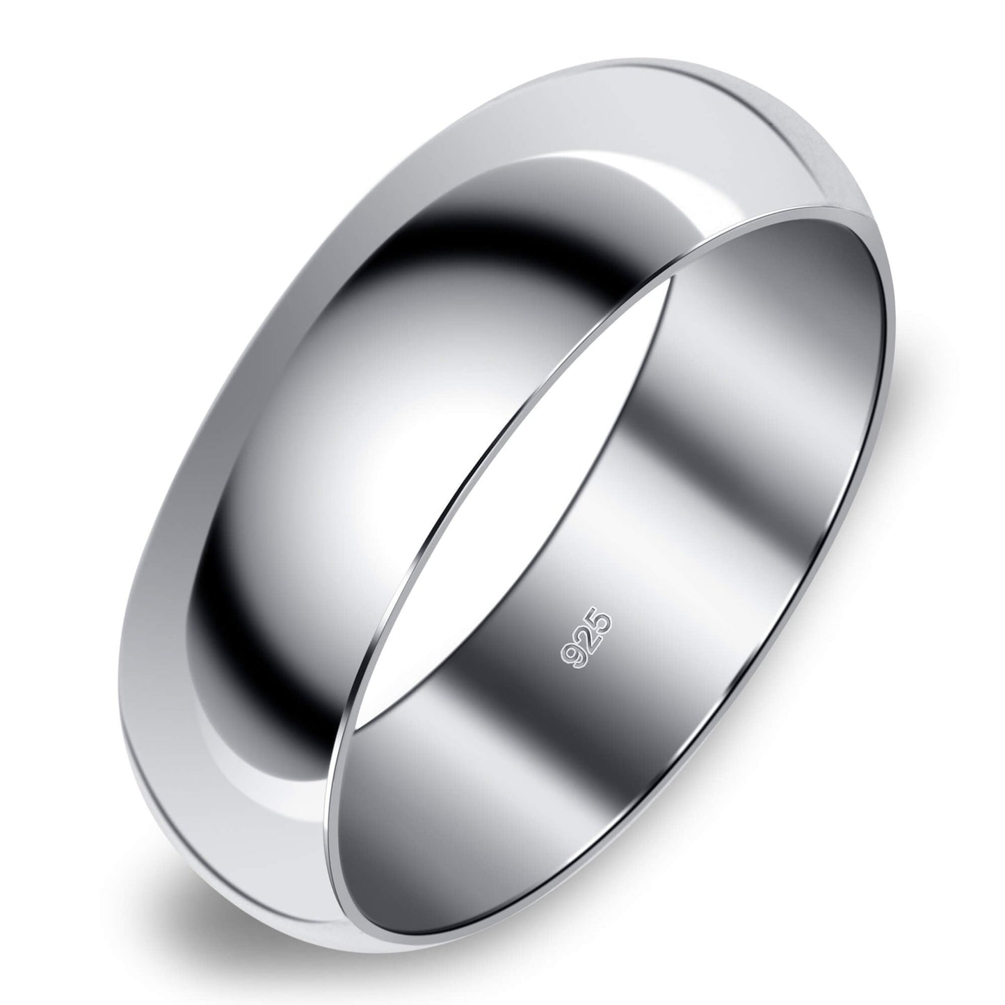 Men's Sterling Silver 8mm Wedding Band Ring - Gem Avenue