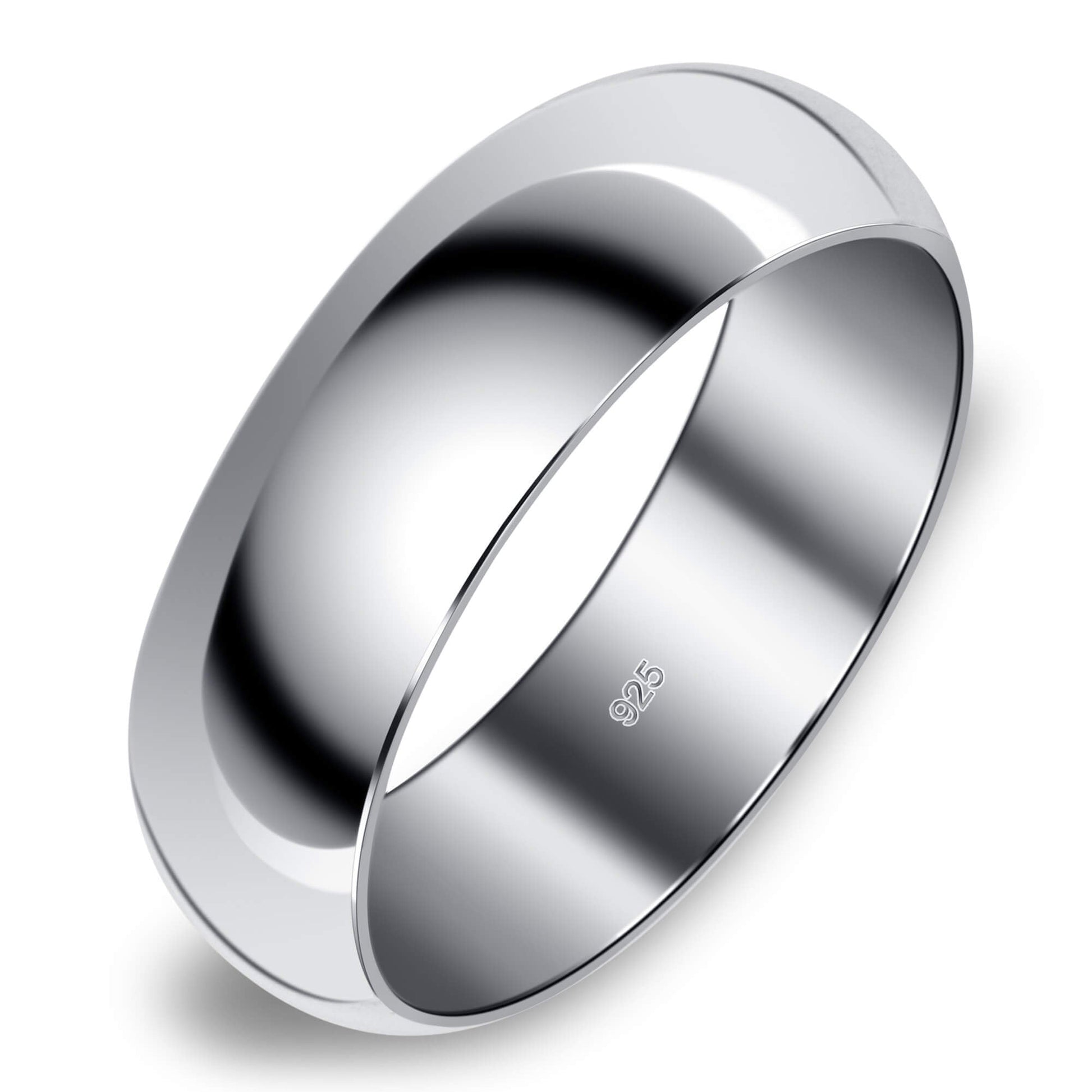Men's Sterling Silver 8mm Wedding Band Ring - Gem Avenue