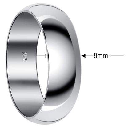 Men's Sterling Silver 8mm Wedding Band Ring - Gem Avenue