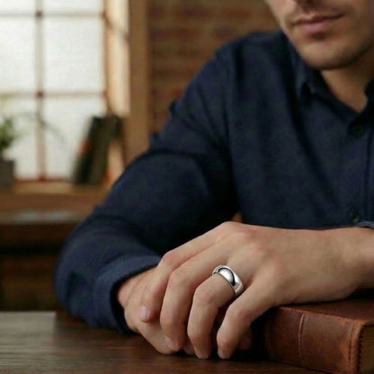 Men’s 925 Sterling Silver 8mm Comfort Fit Wedding Band Classic Durable Silver Ring