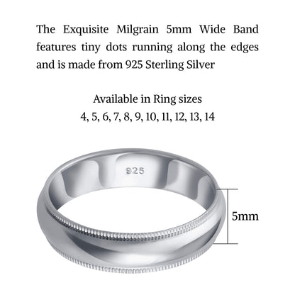 925 Sterling Silver Milgrain Band Ring - Gem Avenue