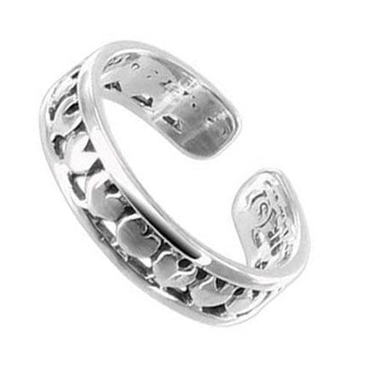925 Sterling Silver Tiny Hearts Toe Ring Love - Gem Avenue