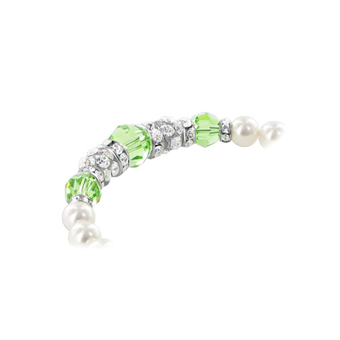 Sterling Silver 7 to 8.5 Inch Bracelet with Simulated Pearls & Crystals Elegant Jewelry - Green - BHBR008