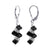 Cluster Style Black Austrian Crystal Bicons 925 Silver Drop Earrings - Gem Avenue