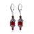 Red Austrian Crystal Bali Cap 925 Sterling Silver Leverback Drop Earrings - Gem Avenue