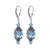 Blue Austrian Crystal Bali Cap 925 Sterling Silver Leverback Finding Drop Earrings - Gem Avenue