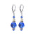 Dark Blue Austrian Crystal and Pearl 925 Sterling Silver Leverback Dangle Earrings - Gem Avenue