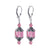 Pink Austrian Crystal Bali Cap 925 Sterling Silver Leverback Drop Earrings - Gem Avenue