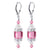 Pink Cube Austrian Crystal 925 Sterling Silver Leverback Drop Earrings - Gem Avenue