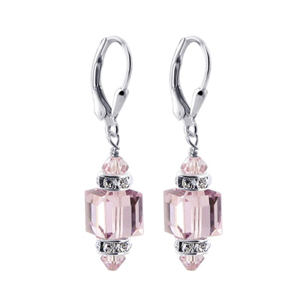 Violet Multifaceted Austrian Crystal 925 Sterling Silver Drop Earrings - Gem Avenue