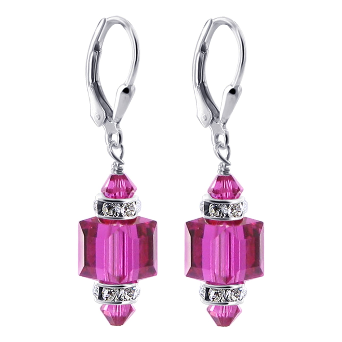 Rose Multifaceted Austrian Crystal 925 Sterling Silver Drop Earrings - Gem Avenue