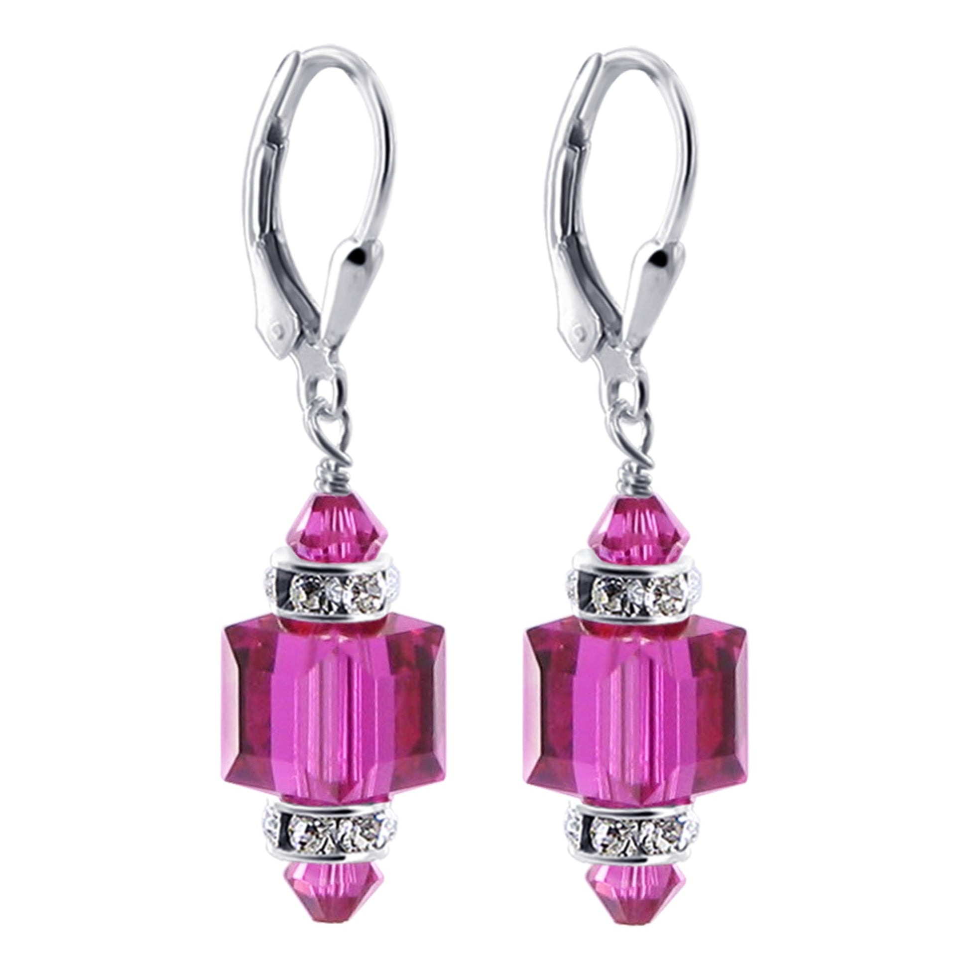 Rose Multifaceted Austrian Crystal 925 Sterling Silver Drop Earrings - Gem Avenue