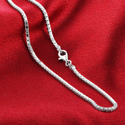Italian 925 Sterling Silver Box Link Chain Necklace - Gem Avenue