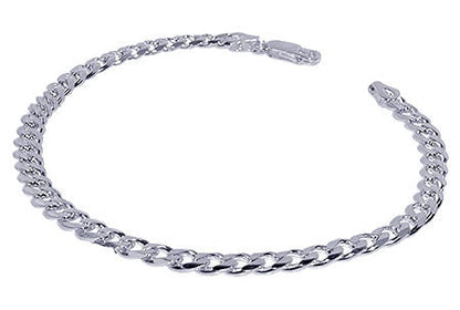 Men's 7–9 inch Sterling Silver Curb Cuban Link Bracelet with Lobster Clasp Durable Handmade Jewelry for Everyday Wear, Gifts & Special Occasions - cur120-b