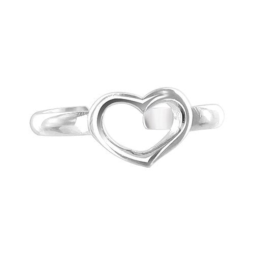 925 Sterling Silver Open Heart Toe Ring - Gem Avenue