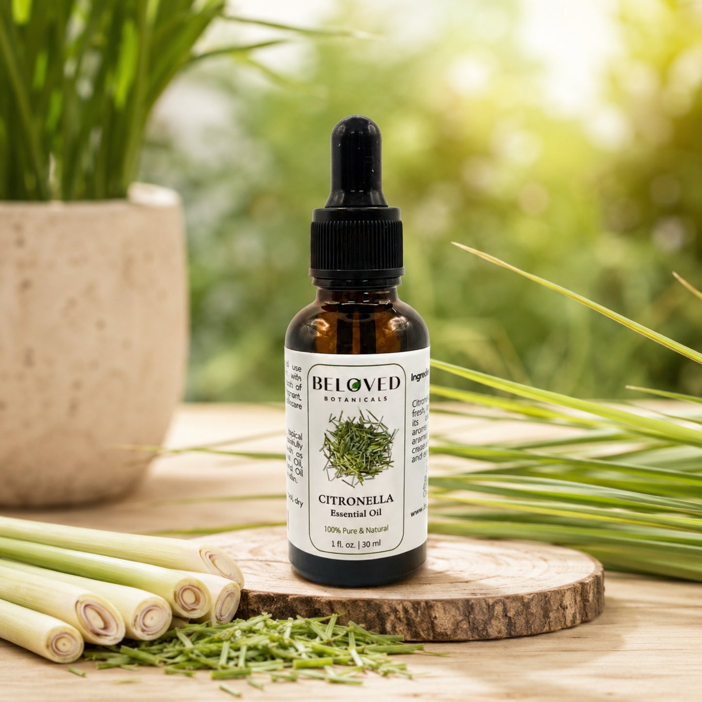 Beloved Botanicals Citronella Essential Oil 30ml (1 Fl Oz) 100% Pure & Natural Aromatherapy Oil for Diffuser, Home Fragrance, Massage & DIY Blend