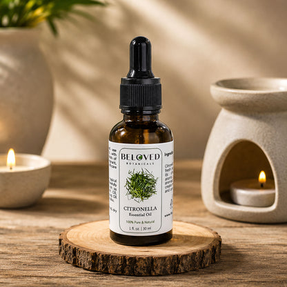 Beloved Botanicals Citronella Essential Oil 30ml (1 Fl Oz) 100% Pure & Natural Aromatherapy Oil for Diffuser, Home Fragrance, Massage & DIY Blend