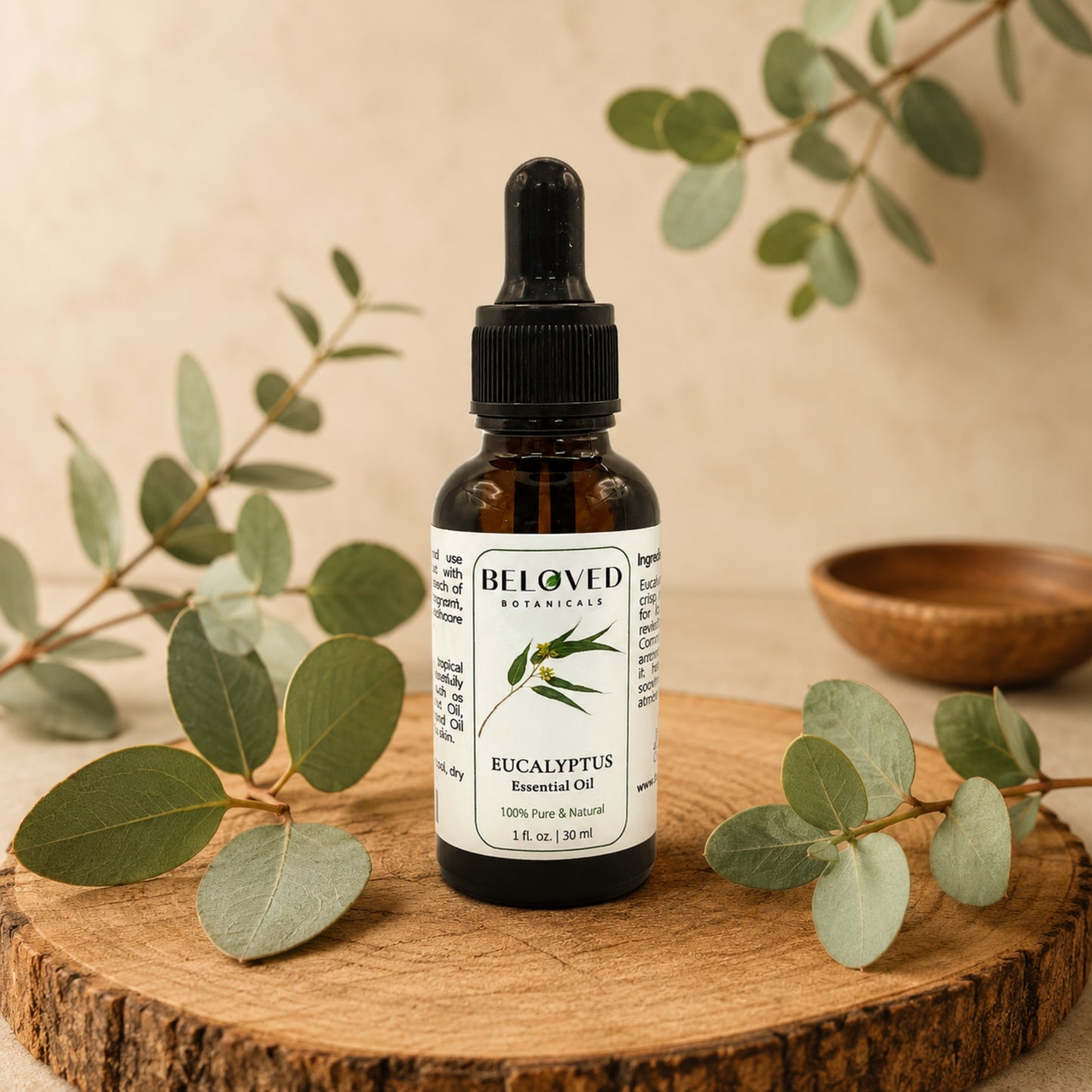 Beloved Botanicals Eucalyptus Essential Oil 30ml (1 Fl Oz) 100% Pure & Natural Aromatherapy Oil for Diffuser, Massage, Humidifier, Spa & DIY Blends  Eucalyptus globulus