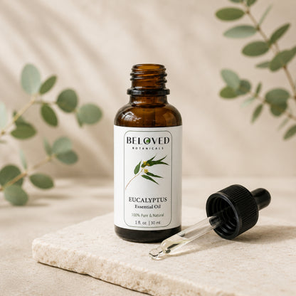 Beloved Botanicals Eucalyptus Essential Oil 30ml (1 Fl Oz) 100% Pure & Natural Aromatherapy Oil for Diffuser, Massage, Humidifier, Spa & DIY Blends  Eucalyptus globulus