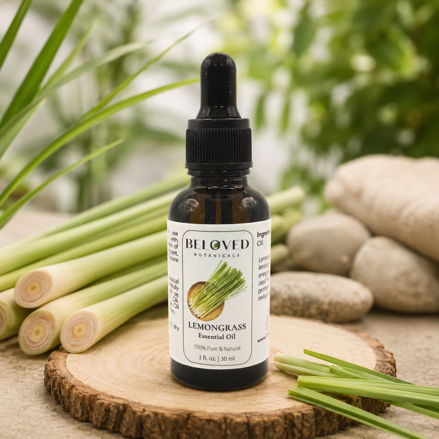Beloved Botanicals Lemongrass Essential Oil 30ml (1 Fl Oz) 100% Pure & Natural Cymbopogon Flexuosus Oil for Aromatherapy, Diffuser, Massage, Home Fragrance & DIY Blends