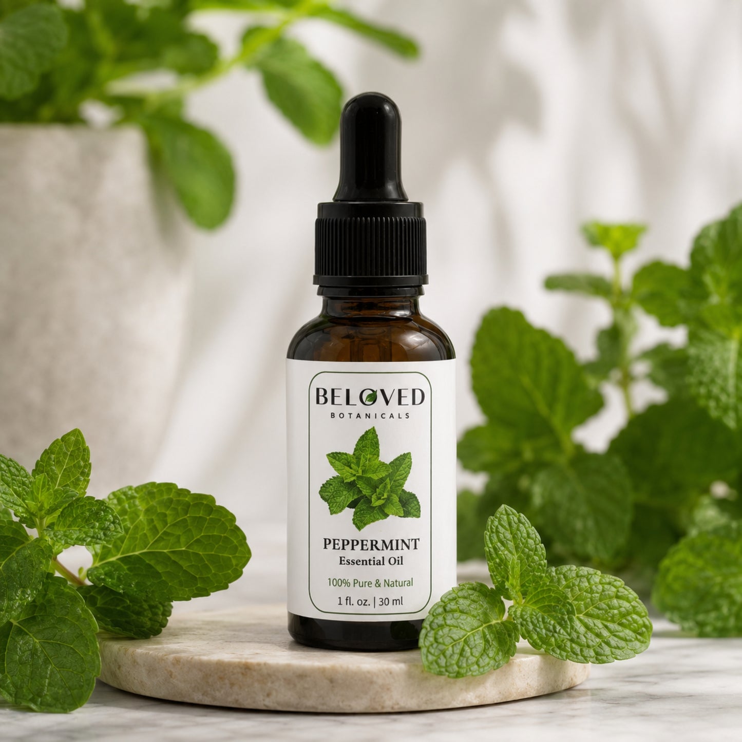 Beloved Botanicals Peppermint Essential Oil 30ml (1 Fl Oz) 100% Pure & Natural Mentha Piperita Oil for Aromatherapy, Diffuser, Massage, Home Fragrance & DIY Blends