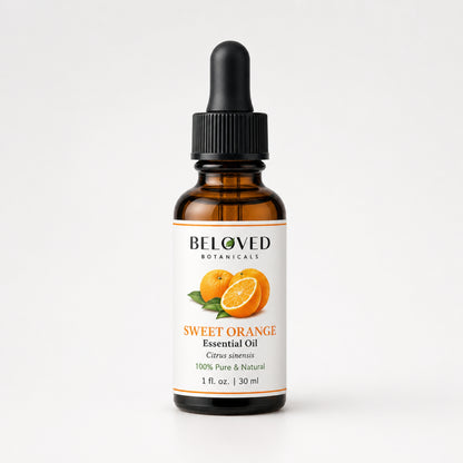 Beloved Botanicals Sweet Orange Essential Oil 30ml (1 Fl Oz) 100% Pure & Natural Citrus sinensis Oil for Aromatherapy, Diffusers, Massage, DIY Skincare, Soap & Candle Making, Fresh Citrus Aroma