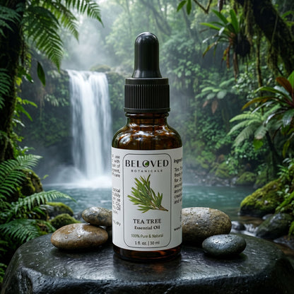 Beloved Botanicals Tea Tree Essential Oil 30ml (1 Fl Oz) 100% Pure & Natural Melaleuca alternifolia Oil for Aromatherapy, Diffusers, Skincare, Hair Care, DIY Soap & Candle Making