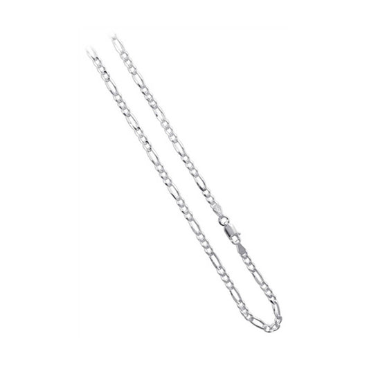 Italian 925 Sterling Silver wide Figaro Chain Necklace - Gem Avenue