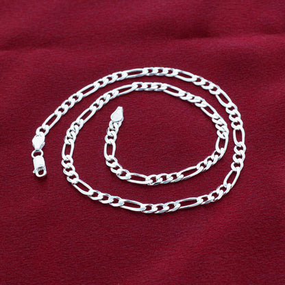 Italian 925 Sterling Silver Figaro Link Chain Necklace - Gem Avenue