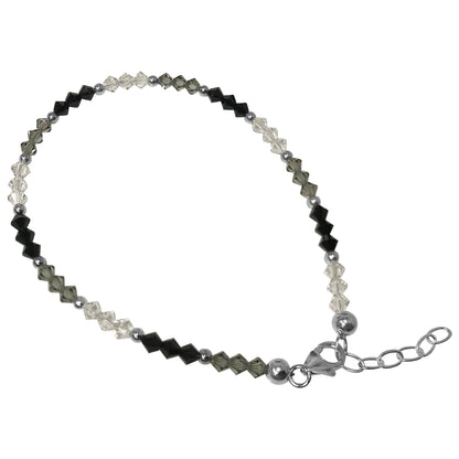 .925 Silver 10 inch Ankle Bracelet with Multicolored Austrian Crystal
