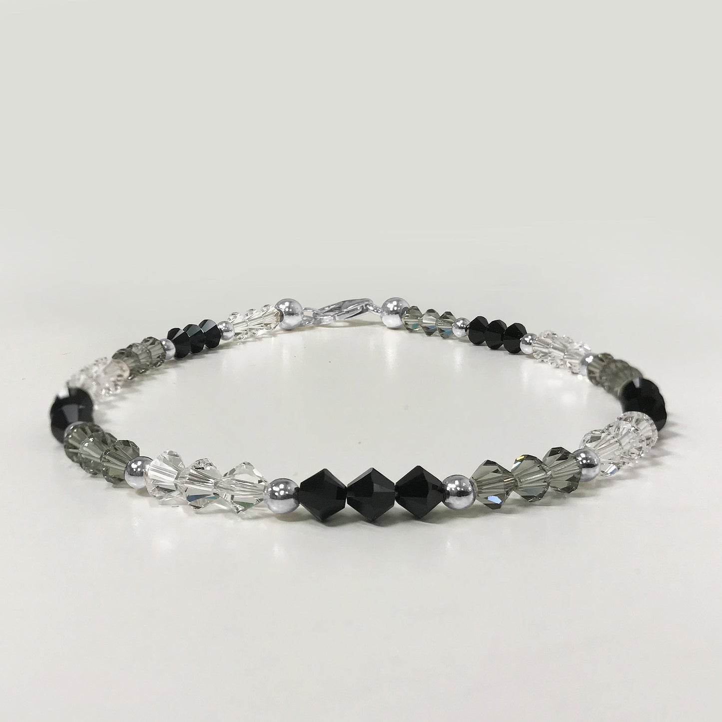 .925 Silver 10 inch Ankle Bracelet with Multicolored Austrian Crystal