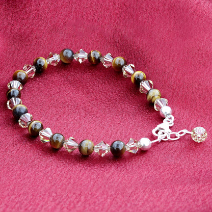 Gemstone Beads & Austrian Crystals Bracelet - Gem Avenue