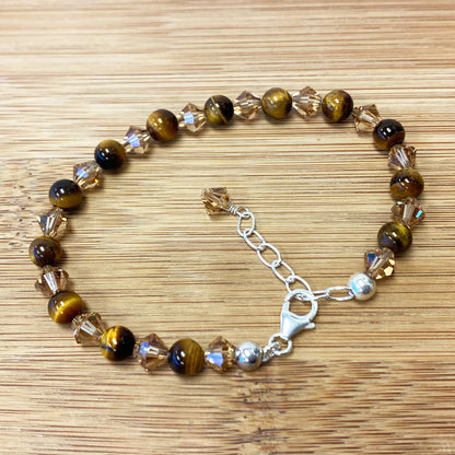 Gemstone Beads & Austrian Crystals Bracelet - Gem Avenue