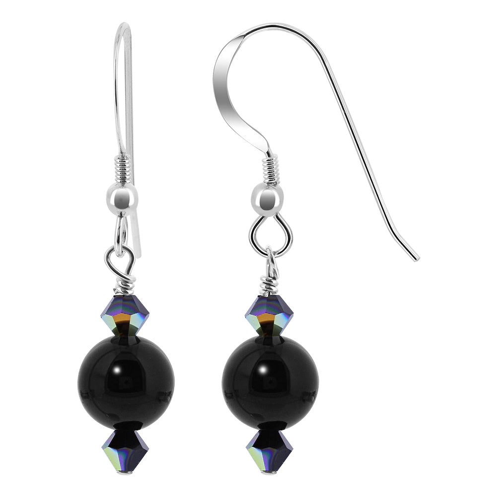 .925 Sterling Silver Drop Earrings with Austrian Crystals