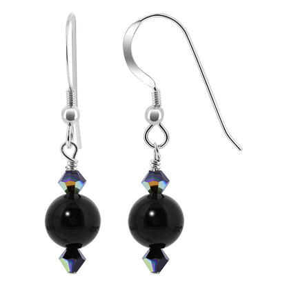 .925 Sterling Silver Drop Earrings with Austrian Crystals
