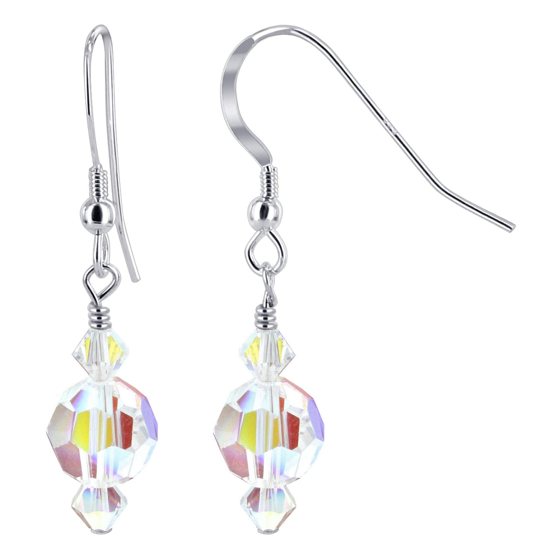 Clear AB Austrian Crystals 925 Sterling Silver Drop Earrings - Gem Avenue