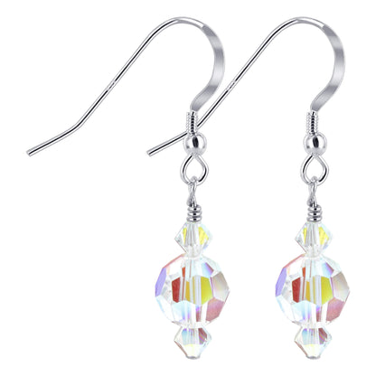 Clear AB Austrian Crystals 925 Sterling Silver Drop Earrings - Gem Avenue