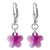 Purple Flower Shape Austrian Crystal Handmade 925 Sterling Silver Drop Earrings - Gem Avenue