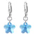 Blue Flower Shape Austrian Crystal Handmade 925 Sterling Silver Drop Earrings - Gem Avenue