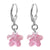 Pink Flower Shape Austrian Crystal Handmade 925 Sterling Silver Drop Earrings - Gem Avenue