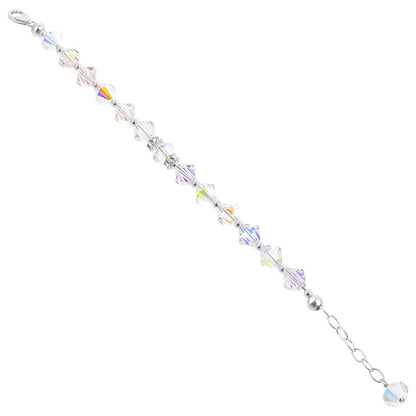 Bicon Clear AB Austrian Crystals 925 Sterling Silver Bracelet - Gem Avenue