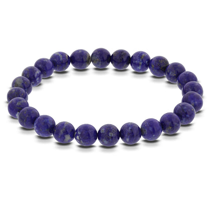 8mm Lapis Gemstone Round Bead Handmade Stretch Bracelet - Gem Avenue