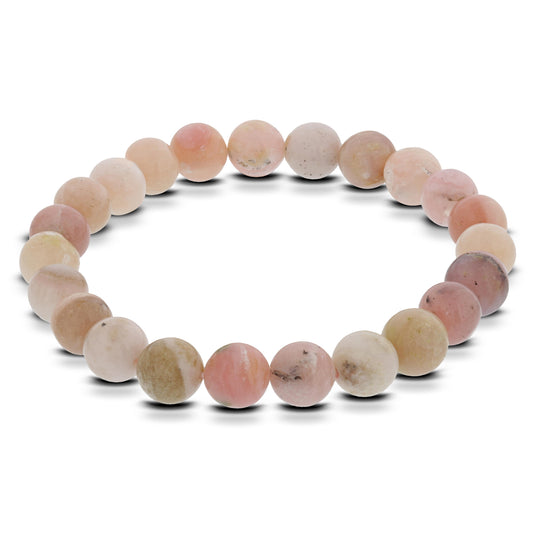 Pink Opal Gemstone Beads Stretch Bracelet - Gem Avenue