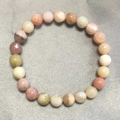 Pink Opal Gemstone Beads Stretch Bracelet - Gem Avenue
