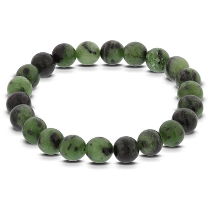 Green Ruby Zoisite Gemstone Bead Handmade Stretch Bracelet - Gem Avenue