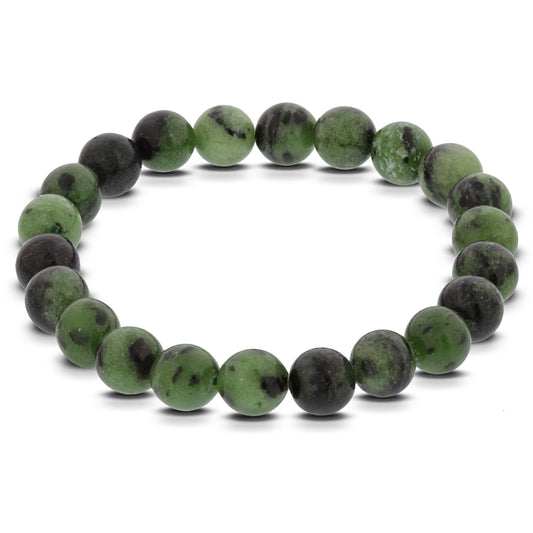 Green Ruby Zoisite Gemstone Bead Handmade Stretch Bracelet - Gem Avenue