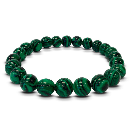Natural Malachite Bead Handmade Stretch Bracelet - Gem Avenue