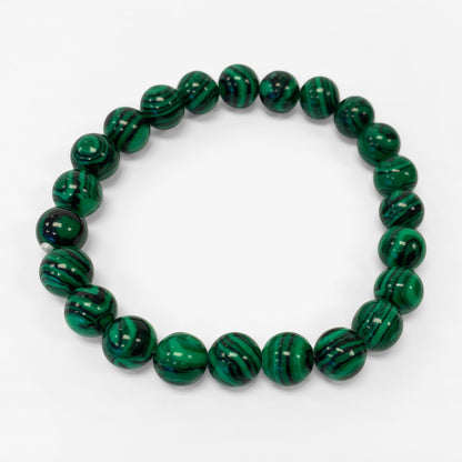 Natural Malachite Bead Handmade Stretch Bracelet - Gem Avenue